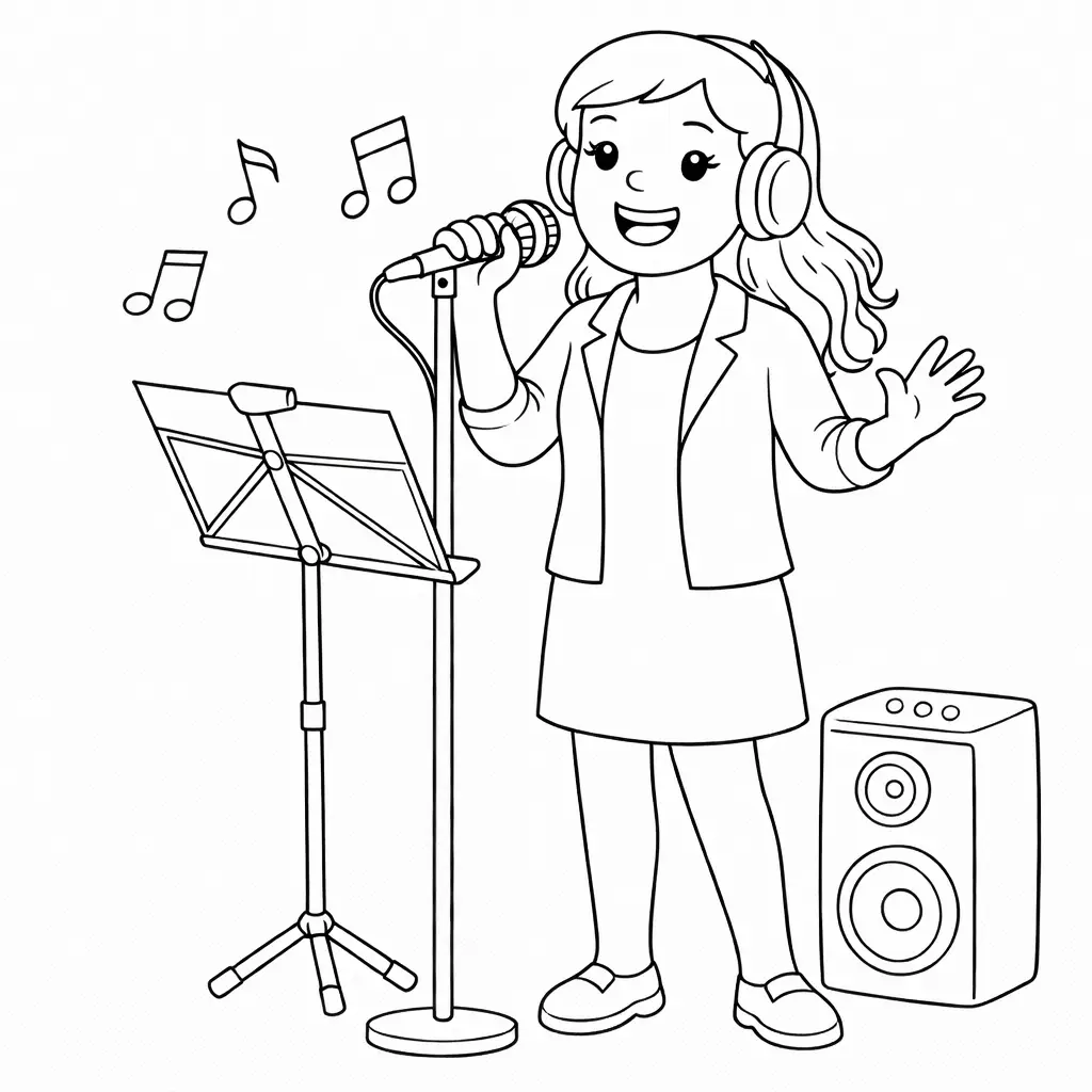 דף צביעה של זמרת להדפסה