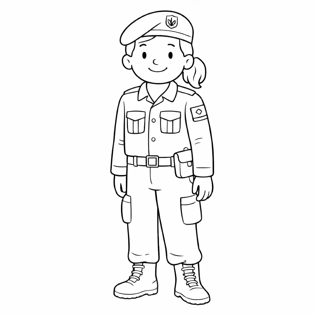 דף צביעה של חיילת להדפסה