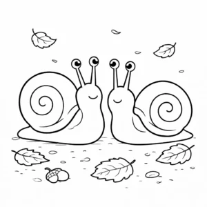 דף צביעה של חלזונות בסתיו להדפסה