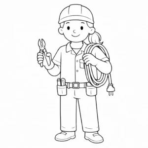 דף צביעה של חשמלאית להדפסה