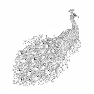 דף צביעה של טווס זנטנגל להדפסה