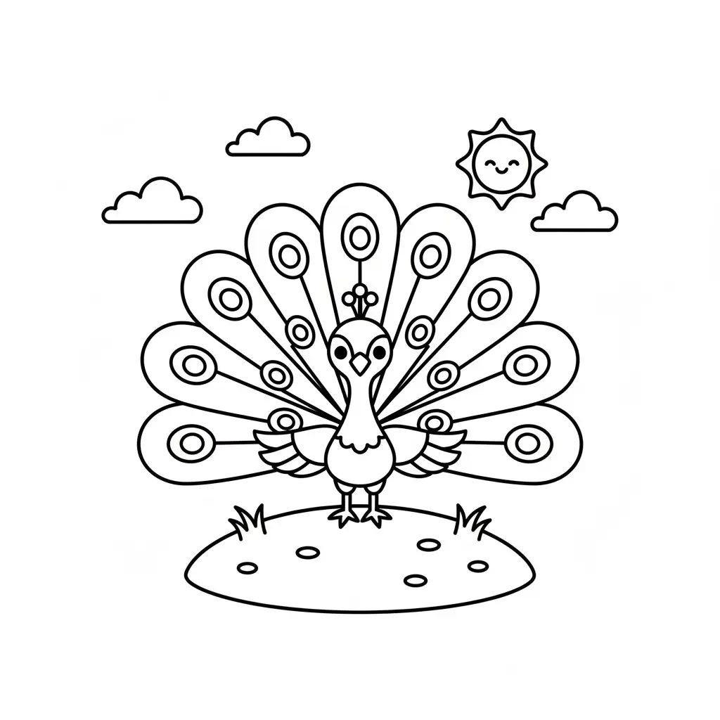 דף צביעה של טווס להדפסה