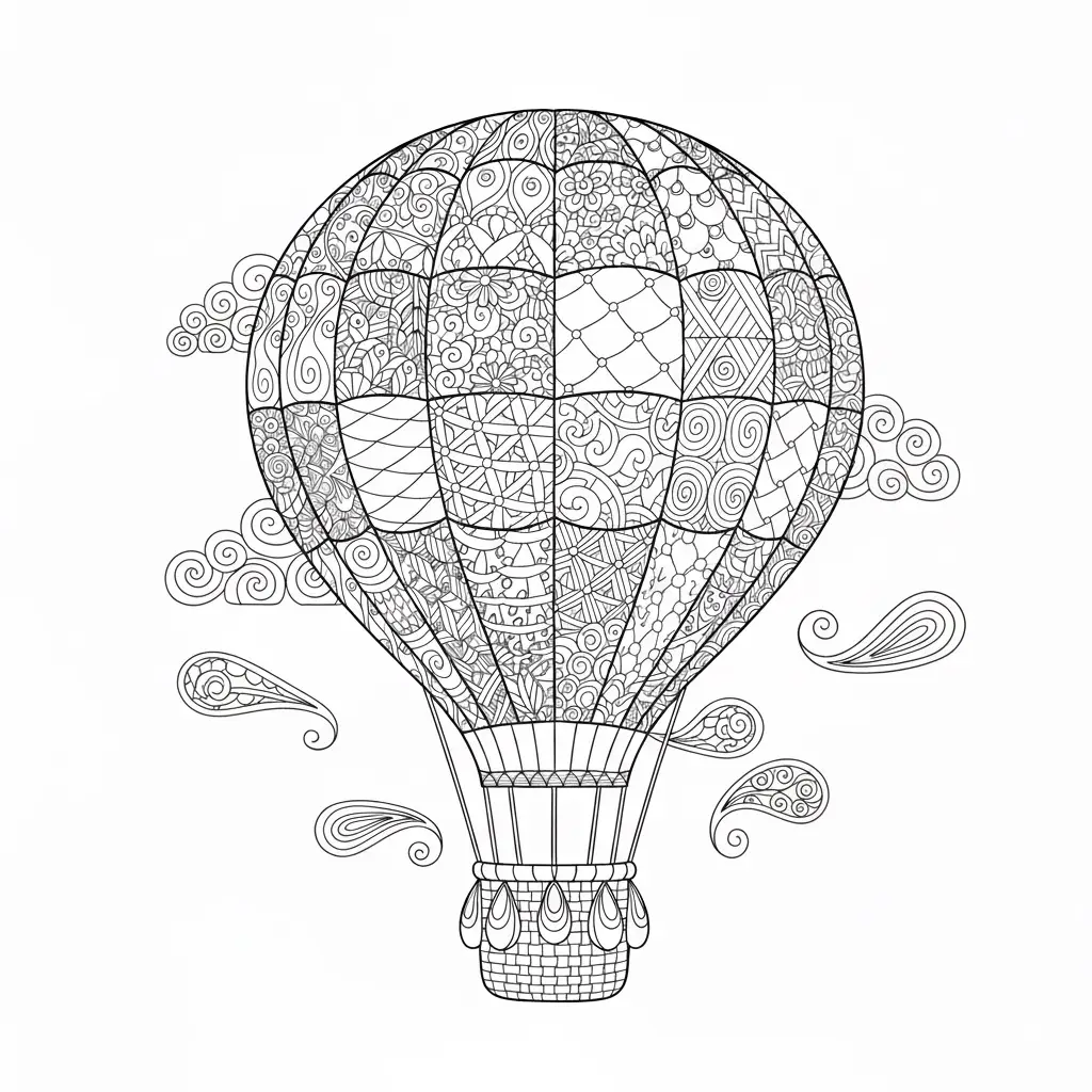 דף צביעה של כדור פורח זנטנגל להדפסה