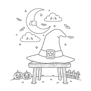 דף צביעה של כובע קוסם האלווין להדפסה