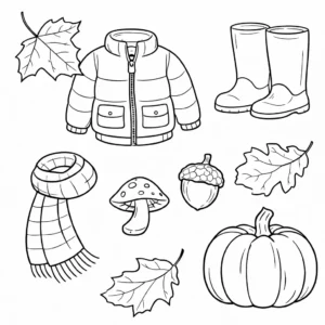 דף צביעה של מאפייני סתיו להדפסה