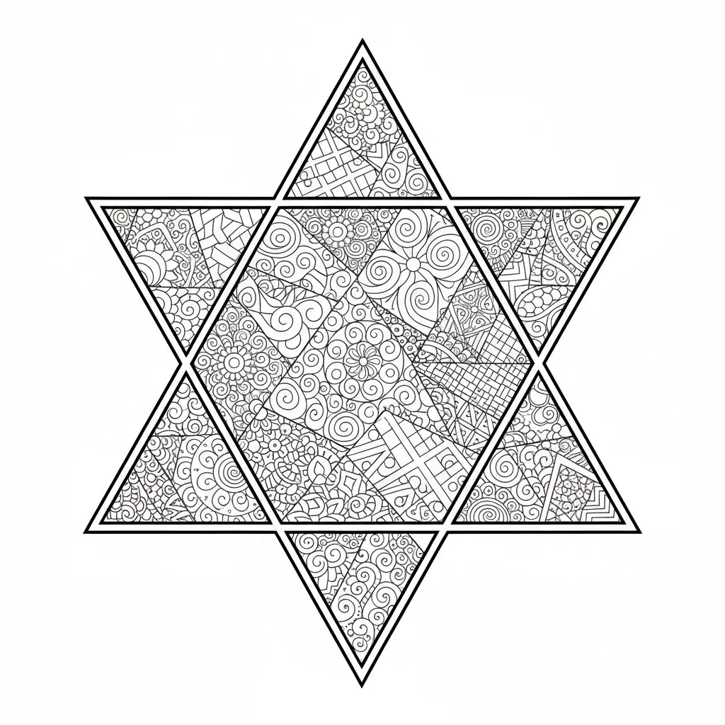 דף צביעה של מגן דוד זנטנגל להדפסה