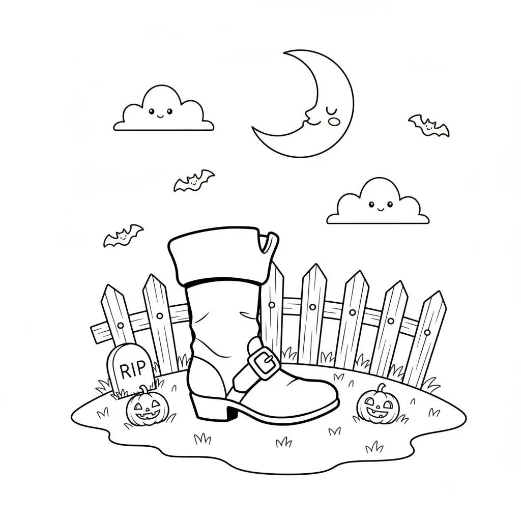 דף צביעה של מגף האלווין להדפסה