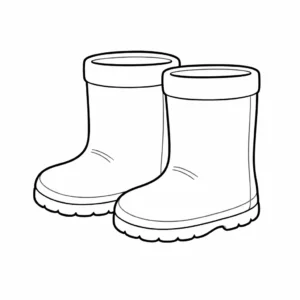 דף צביעה של מגפי גשם לחורף להדפסה