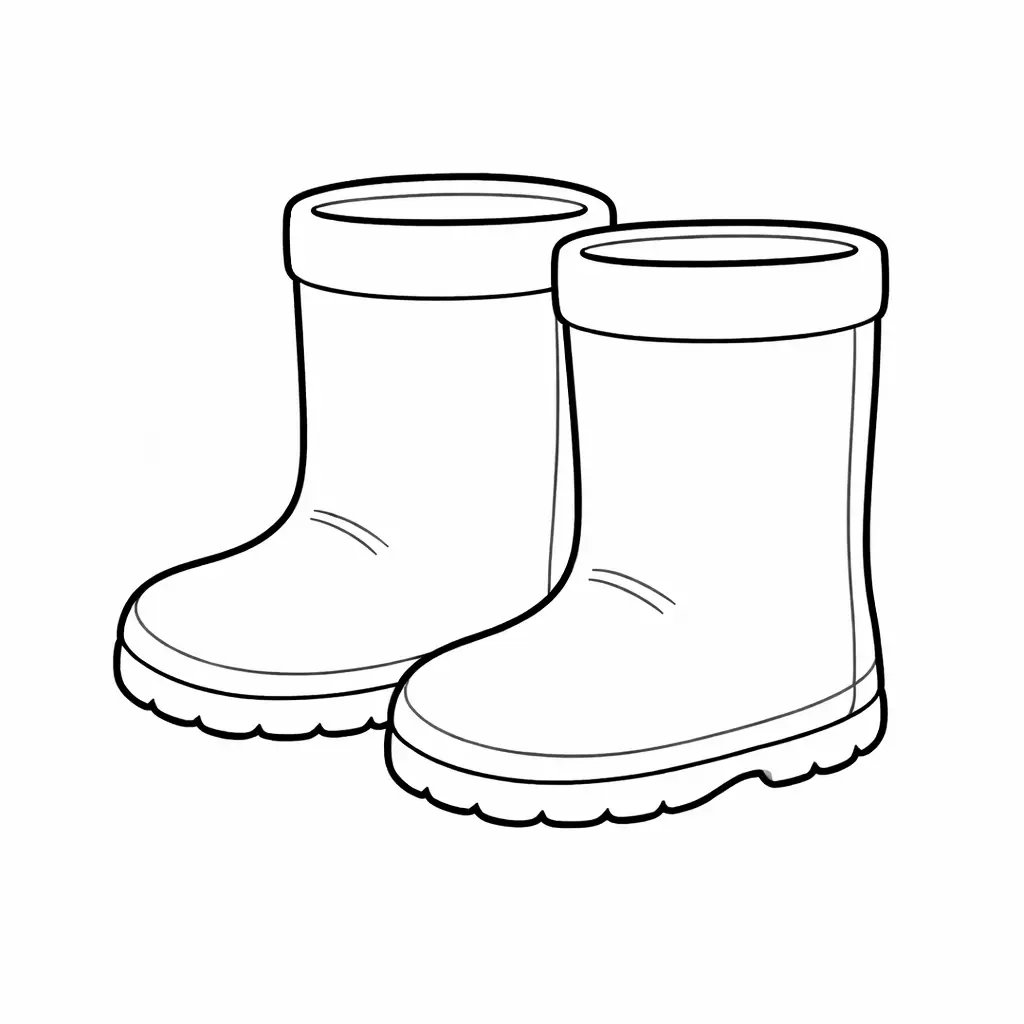 דף צביעה של מגפי גשם לחורף להדפסה