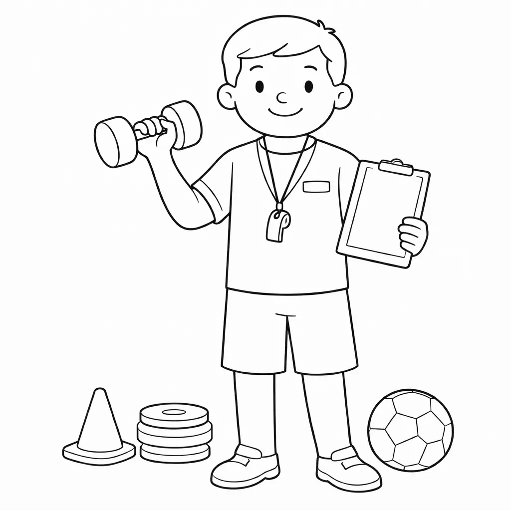 דף צביעה של מדריך ספורט להדפסה