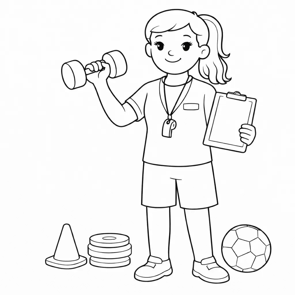 דף צביעה של מדריכת ספורט להדפסה