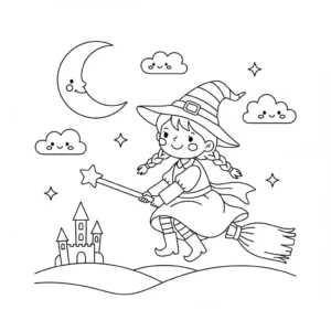 דף צביעה של מכשפה האלווין להדפסה