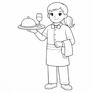 דף צביעה של מלצרית להדפסה