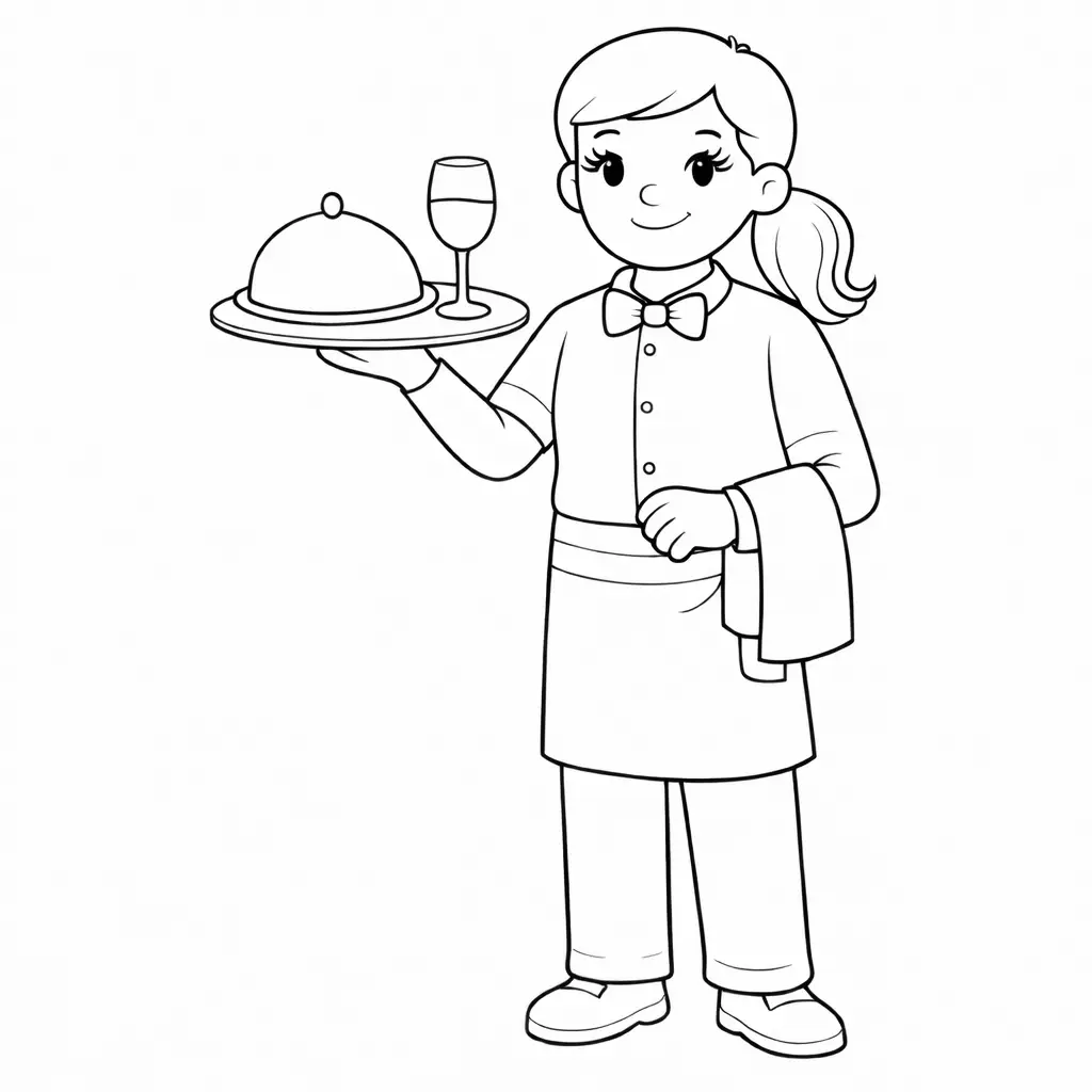 דף צביעה של מלצרית להדפסה