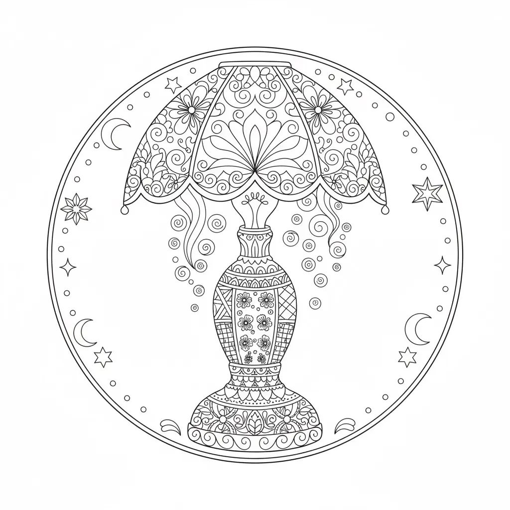 דף צביעה של מנורת לילה זנטנגל להדפסה