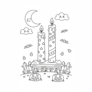 דף צביעה של נרות האלווין להדפסה