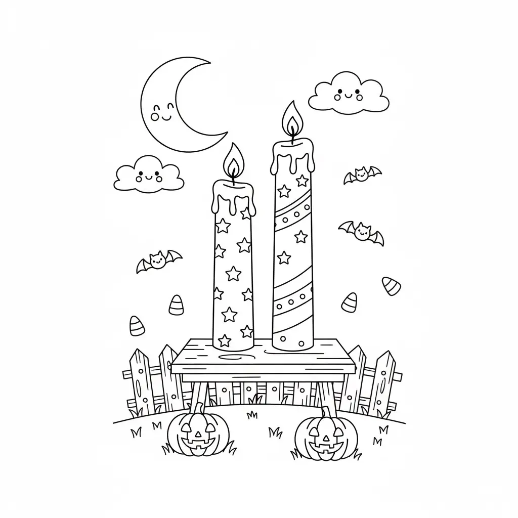 דף צביעה של נרות האלווין להדפסה
