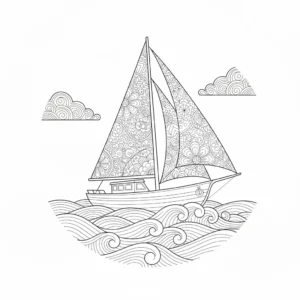 דף צביעה של סירה זנטנגל להדפסה