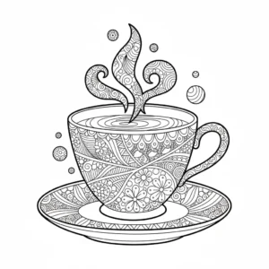דף צביעה של ספל קפה זנטנגל להדפסה