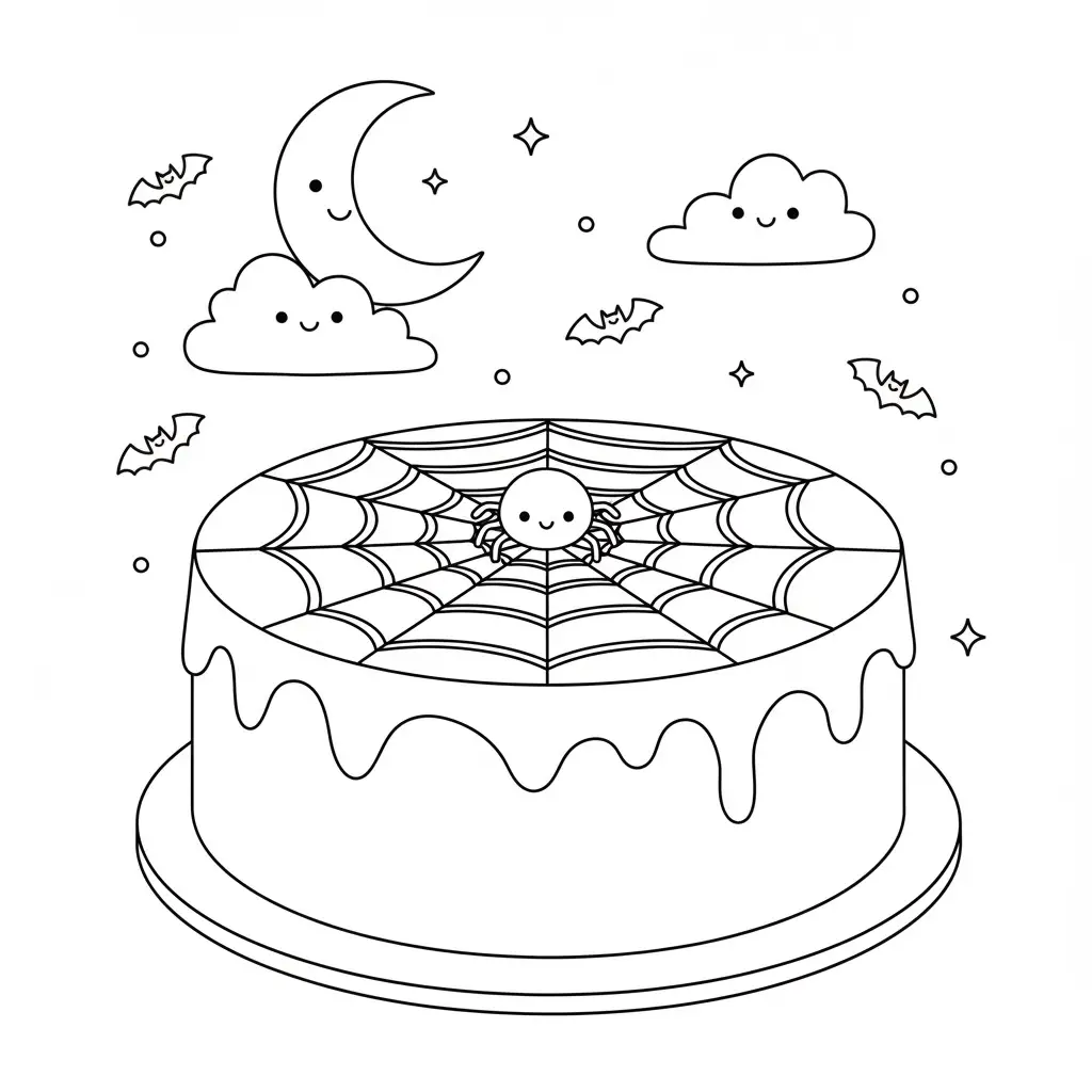 דף צביעה של עוגת האלווין להדפסה