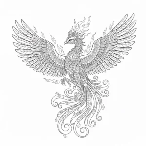 דף צביעה של עוף החול זנטנגל להדפסה