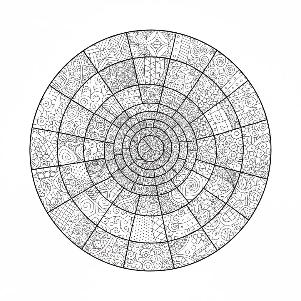 דף צביעה של עיגול זנטנגל להדפסה