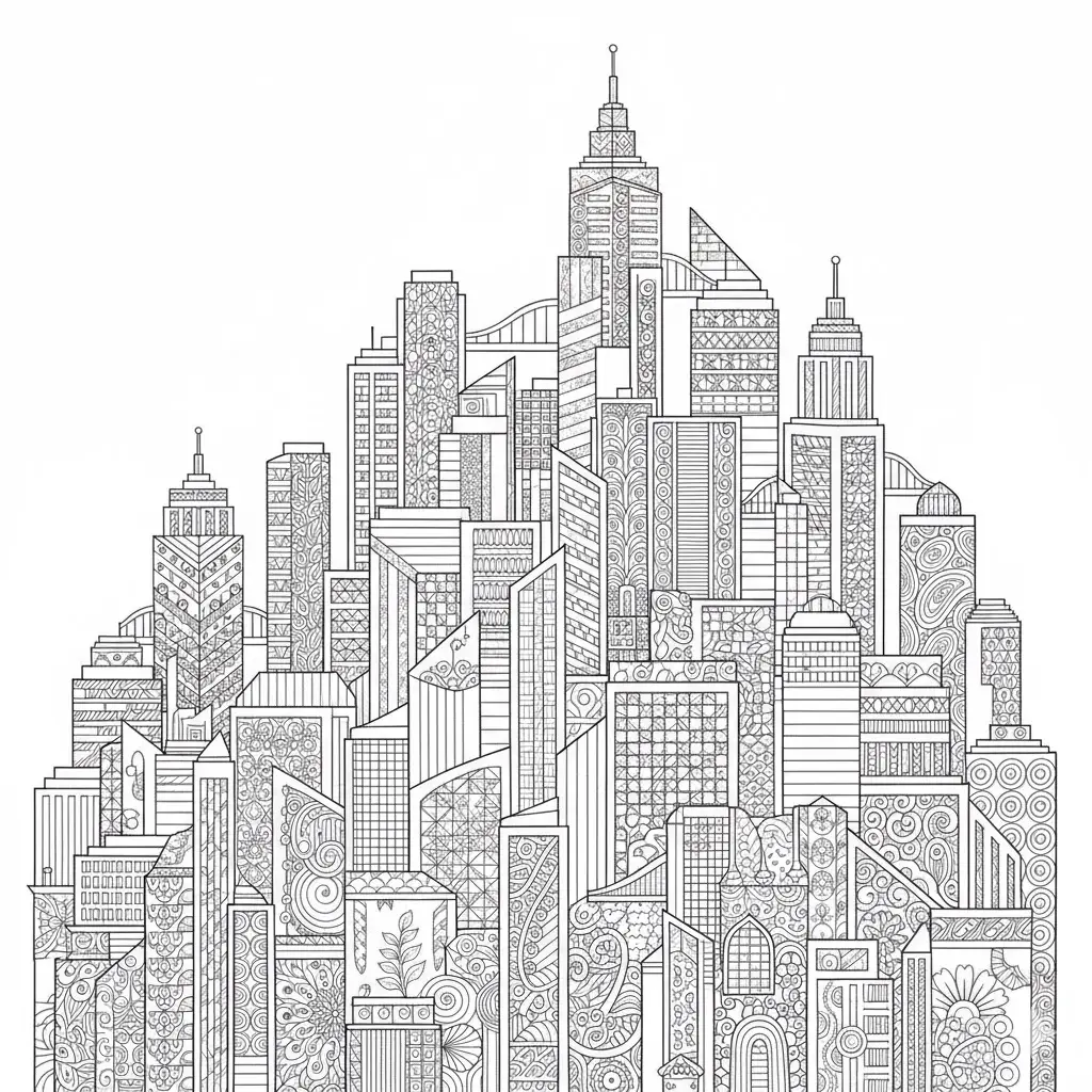 דף צביעה של עיר זנטנגל להדפסה