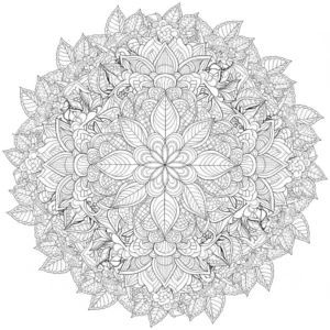 דף צביעה של עלים זנטנגל להדפסה