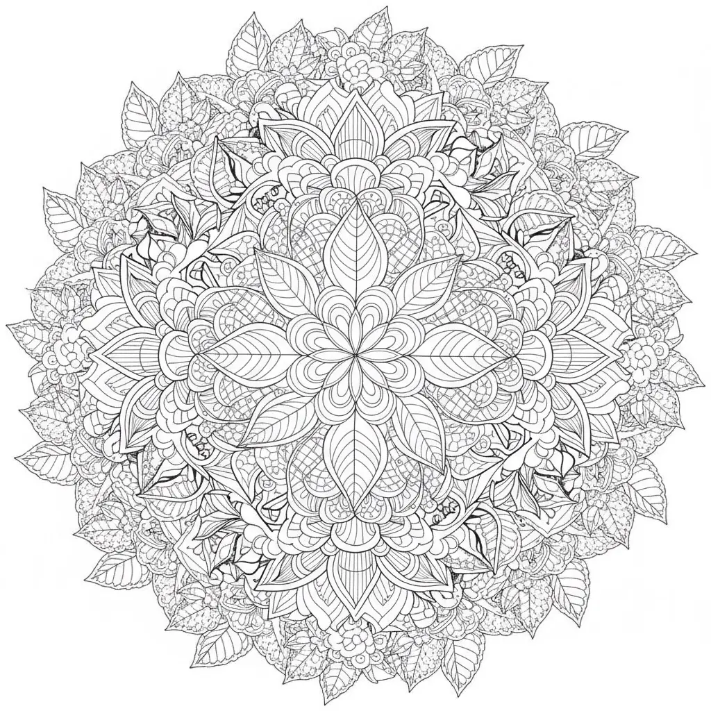 דף צביעה של עלים זנטנגל להדפסה