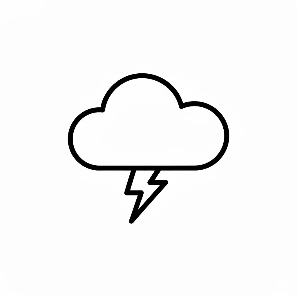 דף צביעה של ענן וברק לקטנטנים להדפסה