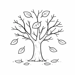 דף צביעה של עץ בשלכת להדפסה