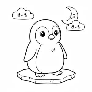 דף צביעה של פינגווין להדפסה