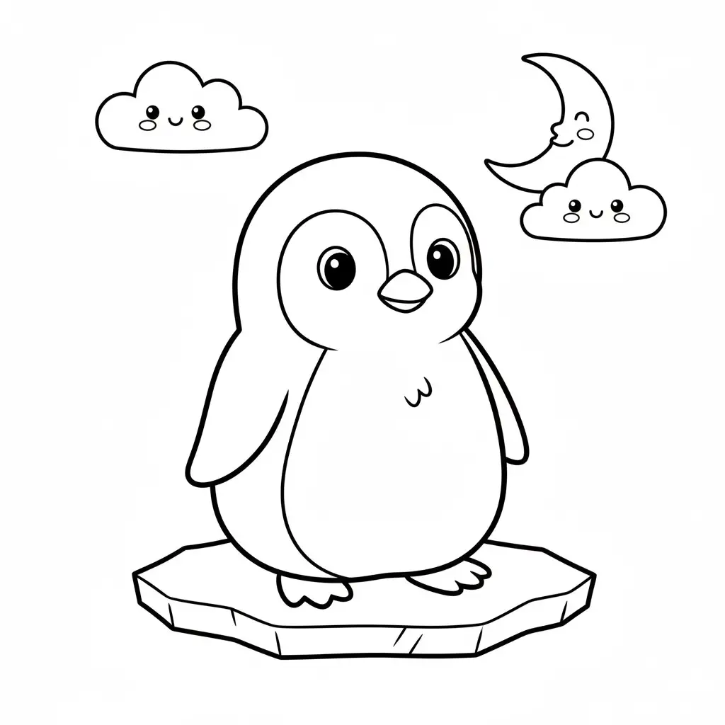 דף צביעה של פינגווין להדפסה