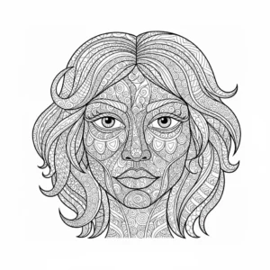 דף צביעה של פנים זנטנגל להדפסה