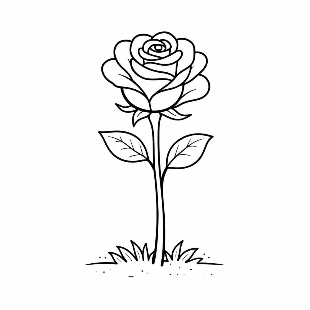 דף צביעה של פרח ורד להדפסה
