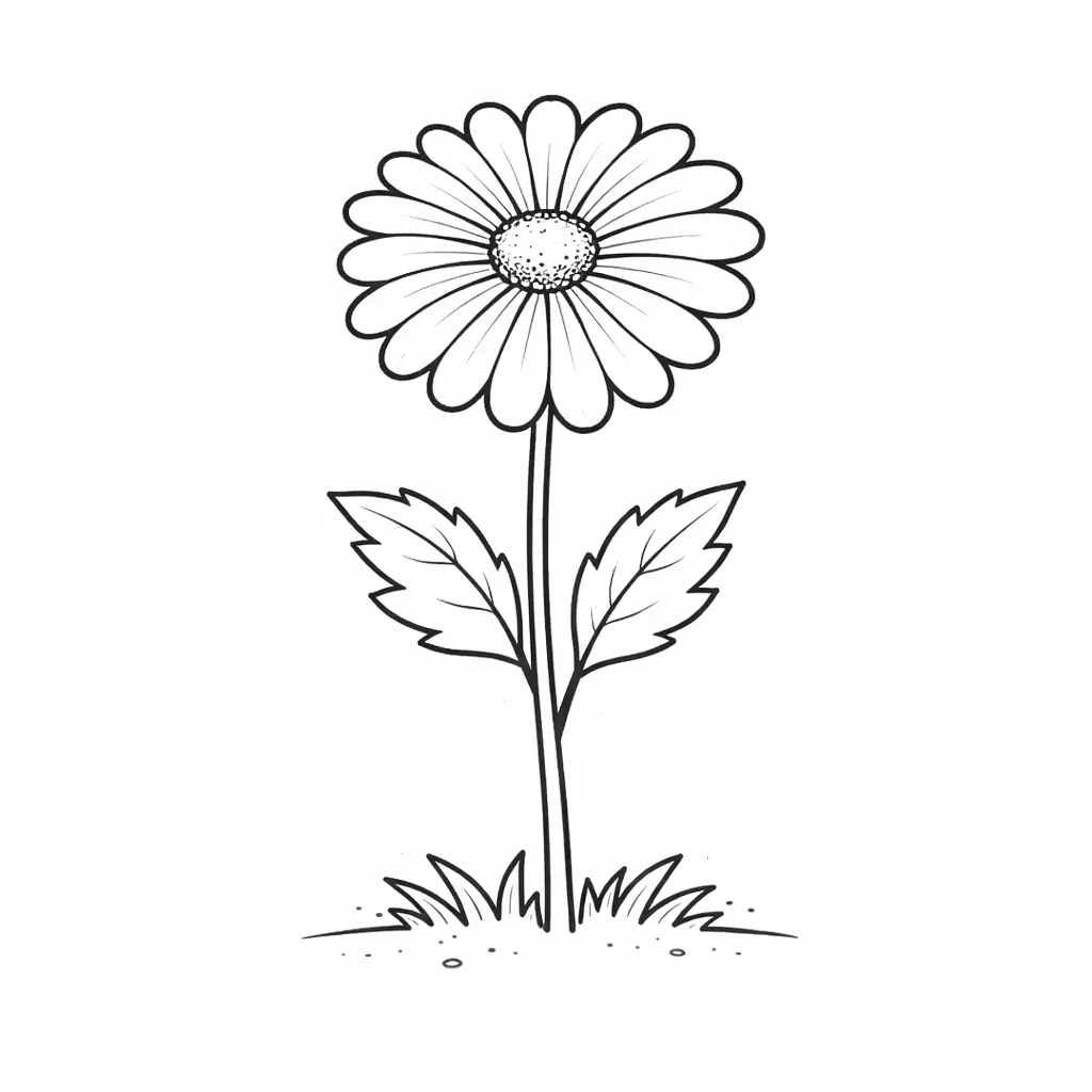 דף צביעה של פרח חרצית להדפסה