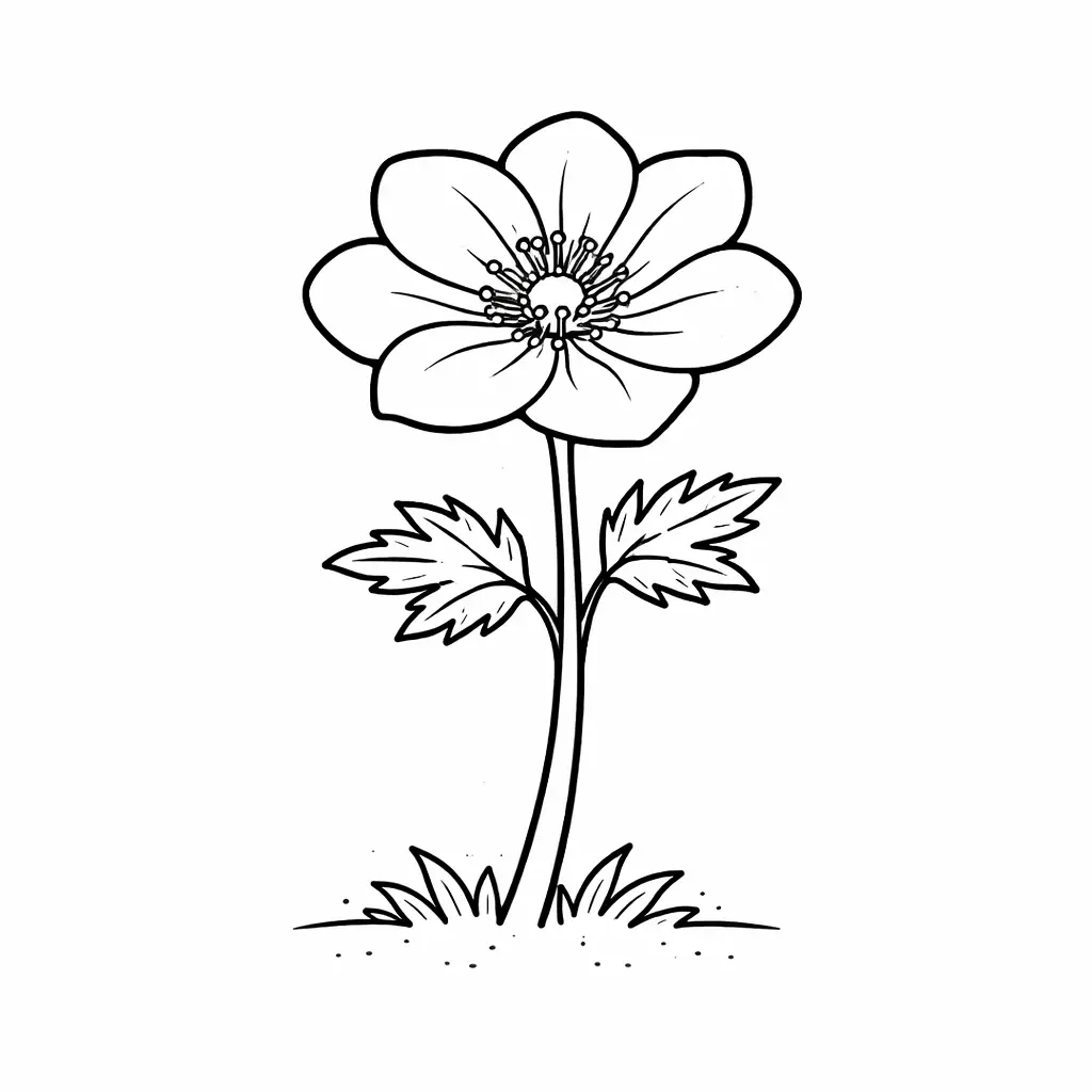 דף צביעה של פרח כלנית להדפסה