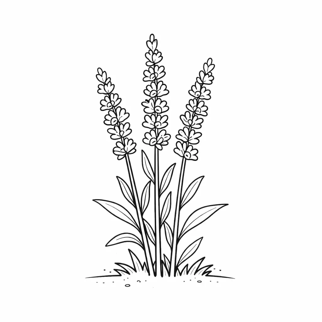 דף צביעה של פרח לבנדר להדפסה