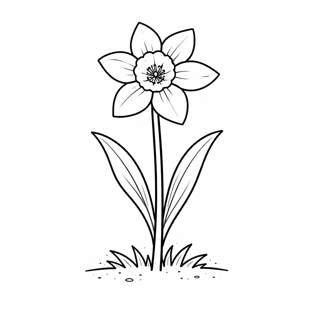 דף צביעה של פרח נרקיס להדפסה