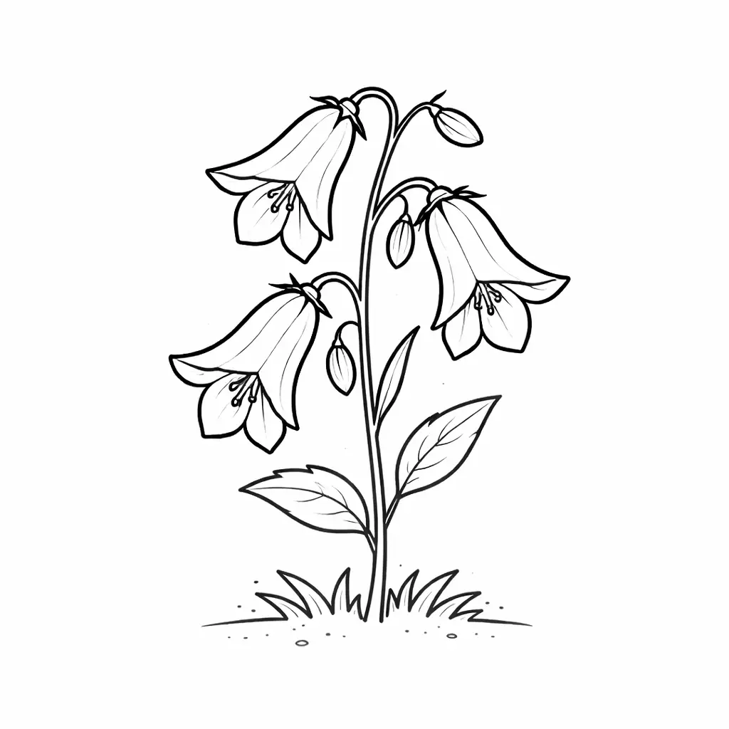 דף צביעה של פרח פעמונית להדפסה