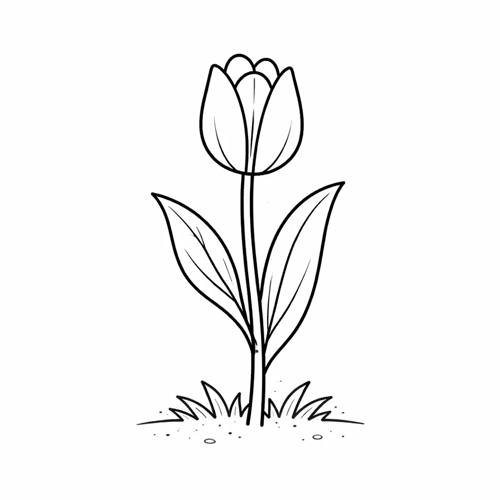 דף צביעה של פרח צבעוני טוליפ להדפסה