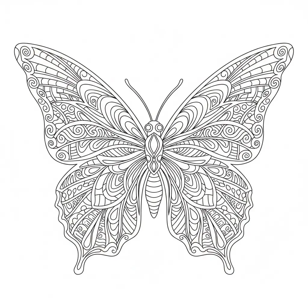 דף צביעה של פרפר זנטנגל להדפסה