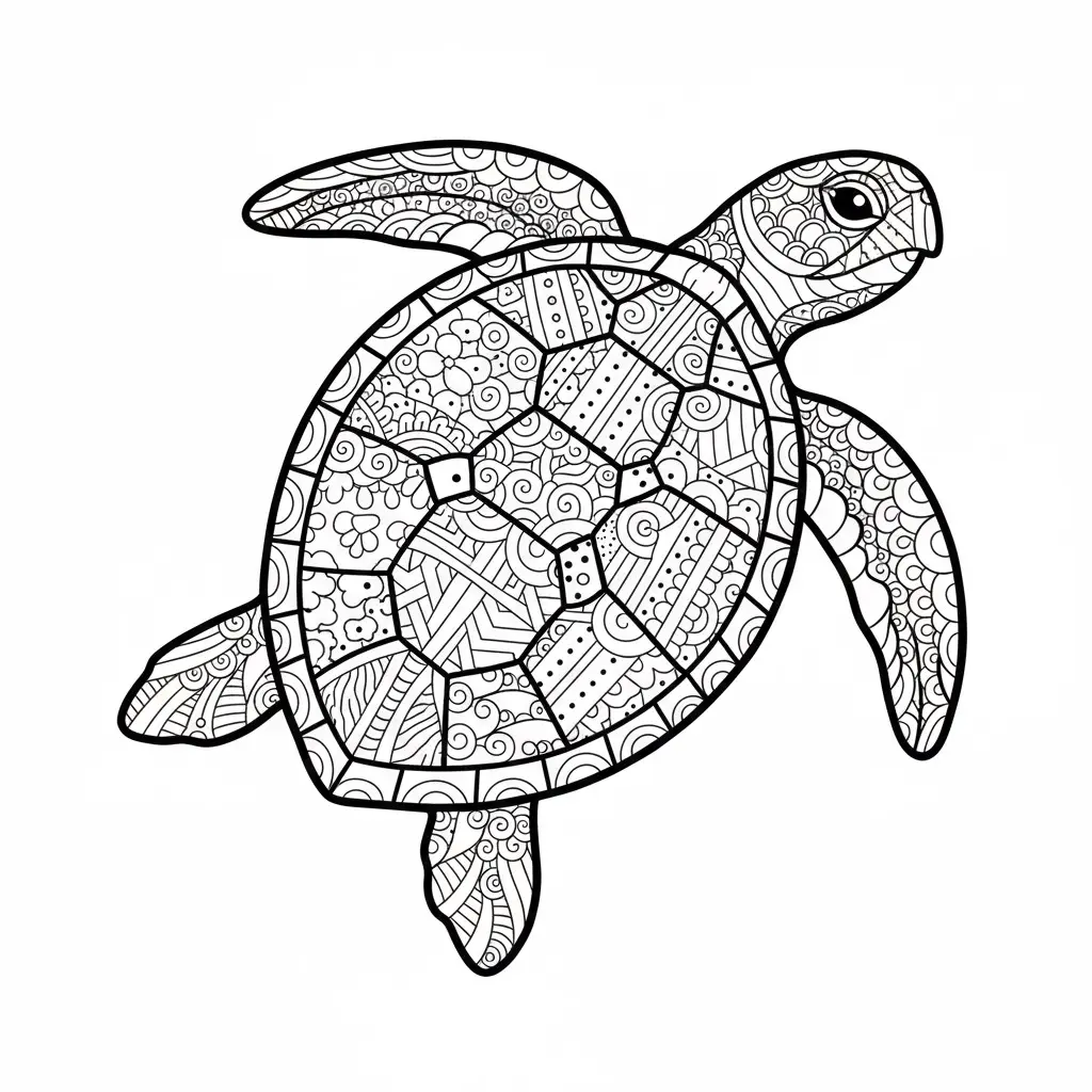 דף צביעה של צב זנטנגל להדפסה