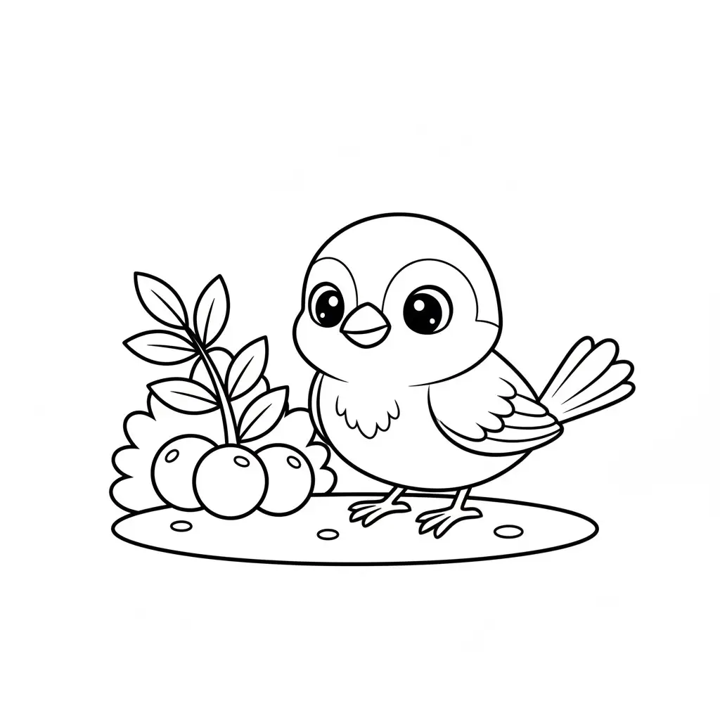 דף צביעה של ציפור אוכלת זיתים להדפסה