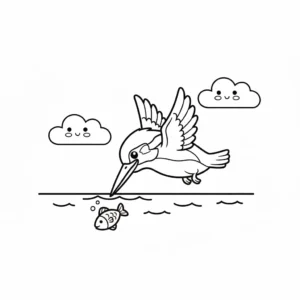 דף צביעה של ציפור דגה דגים להדפסה