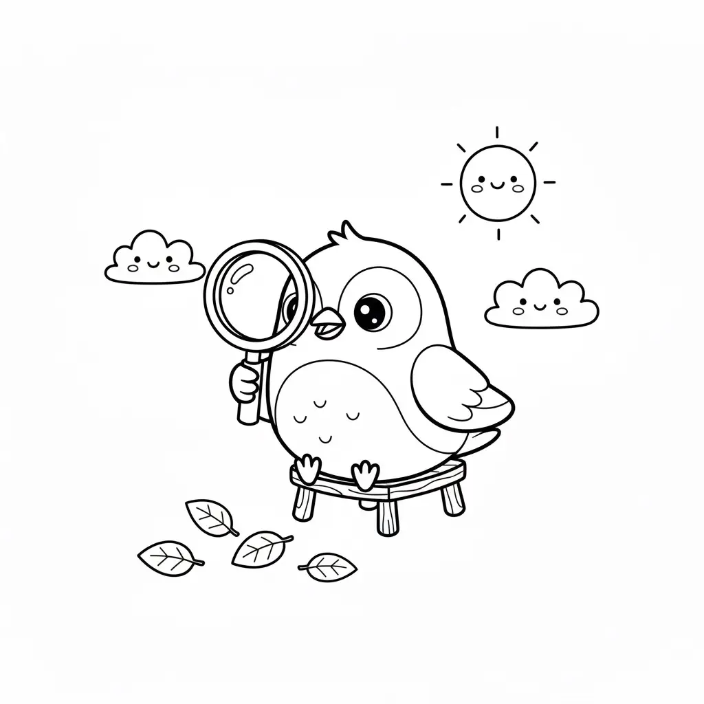 דף צביעה של ציפור חוקרת להדפסה