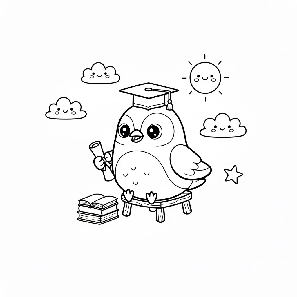 דף צביעה של ציפור לומדת להדפסה