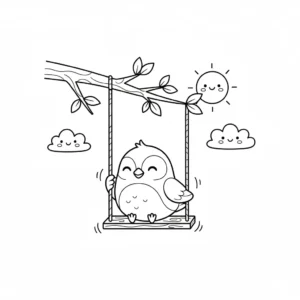 דף צביעה של ציפור מתנדנדת להדפסה