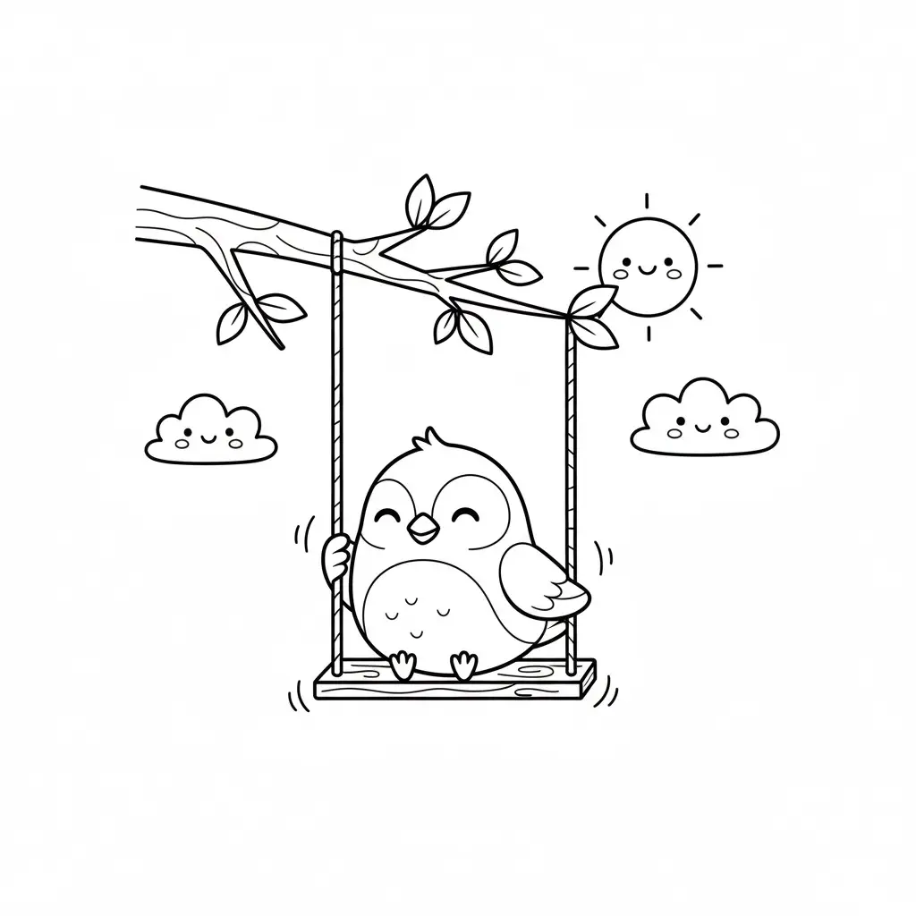 דף צביעה של ציפור מתנדנדת להדפסה