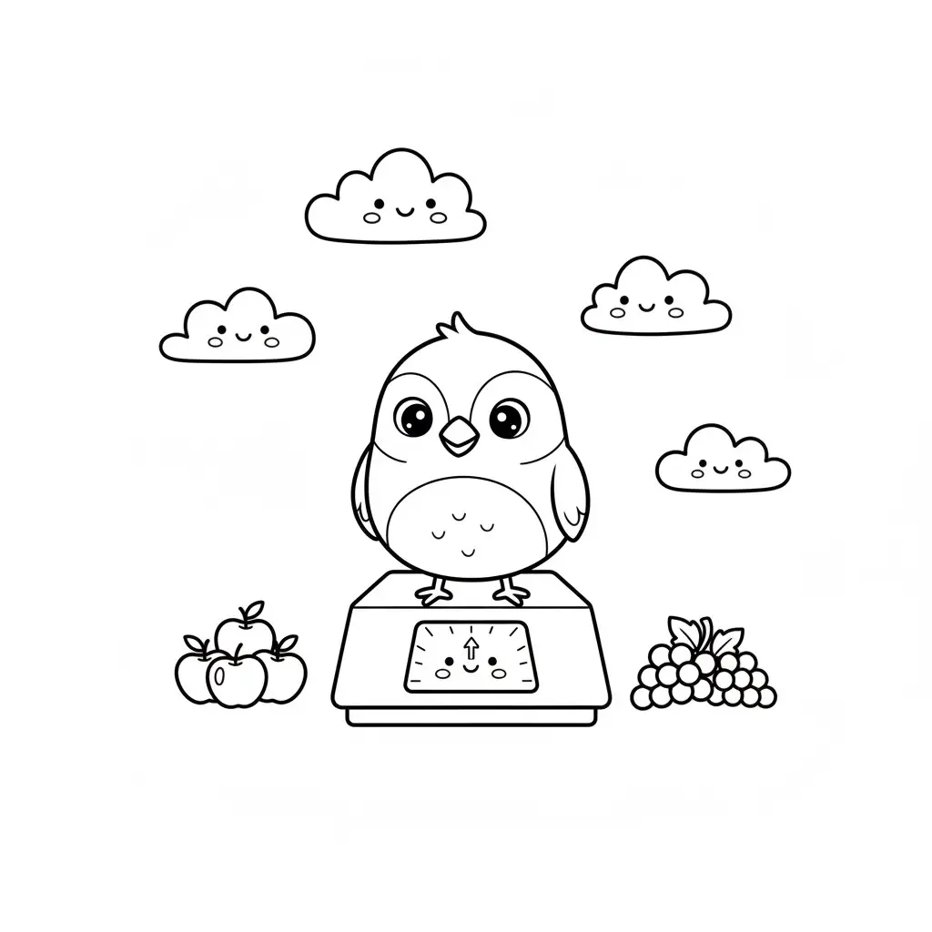 דף צביעה של ציפור על משקל להדפסה